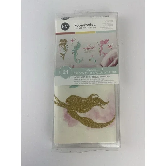 21 Wall Decals NEW RoomMates Peel-n-stick Removable ~ Little Mermaid Sleeps Here