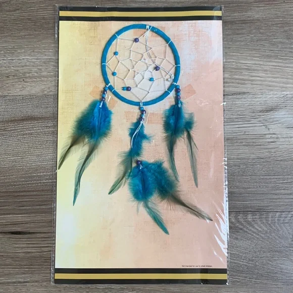 Blue Dreamcatcher Feather Bohemian Feathered Dream Catcher Native American 🆕