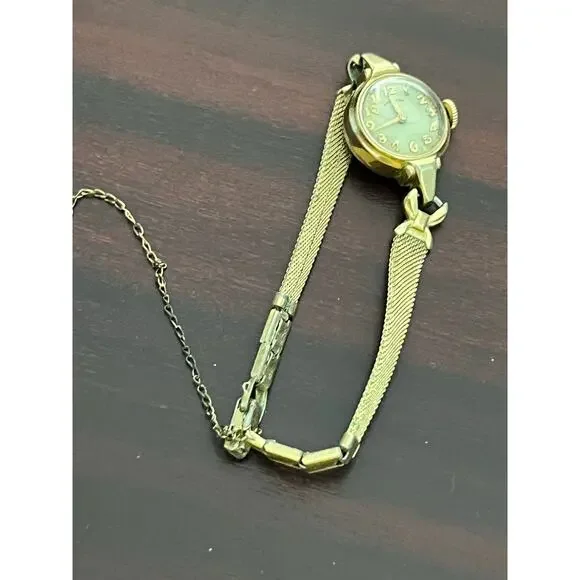 VTG Hamilton Ladies Wrist Watch 10K Gold Filled Art Deco Mesh Bracelet Untested