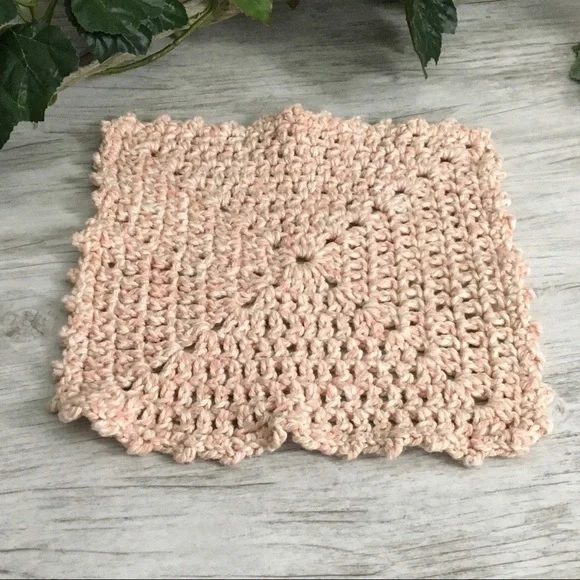 Cotton Crochet Peach Wash Cloth Dish Rag Handmade Absorbent Bath Kitchen