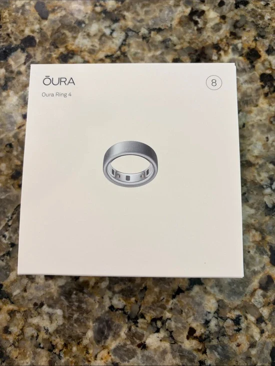 Oura Brushed Silver Smart Ring 4 - Size 8