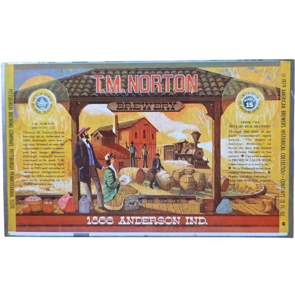VINTAGE T.M. NORTON BREWERY ANDERSON IND. flat unrolled beer‎ Can
