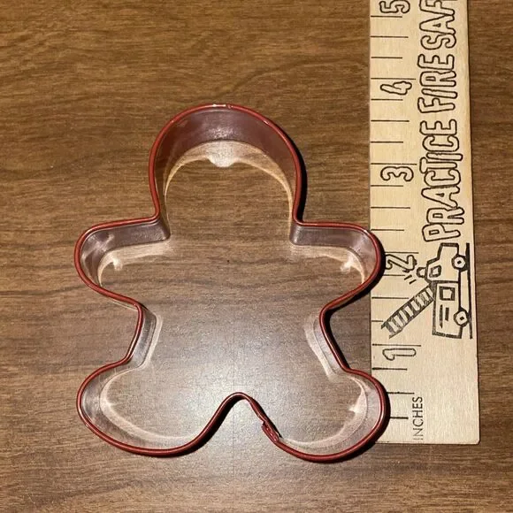 Brown Enameled Gingerbread Man Boy Cookie Cutter 3.5 Inches Tall