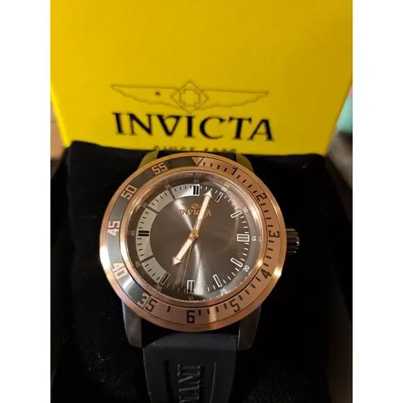 INVICTA Specialty Men's Watch 45mm 35687 Black Silicone Band Two Tone Bezel