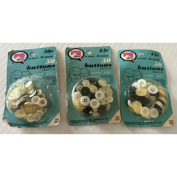 Dyno Merchandise Corp Vintage Buttons‎ For Fathers & Sons Lot Of 3 Packs USA NY