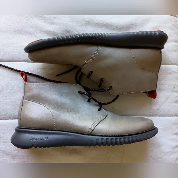 Cole Haan Gray Chukka Boots with Black Soles_7