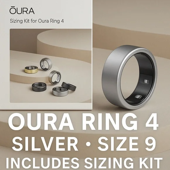 Oura Ring 4 Silver Size 9 + Sizing Kit – Excellent Condition