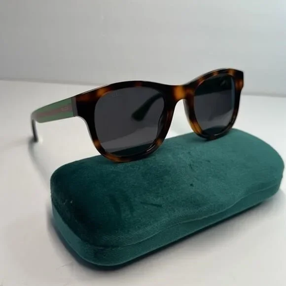 Gucci Tortoiseshell Sunglasses with Red and Green Stripes