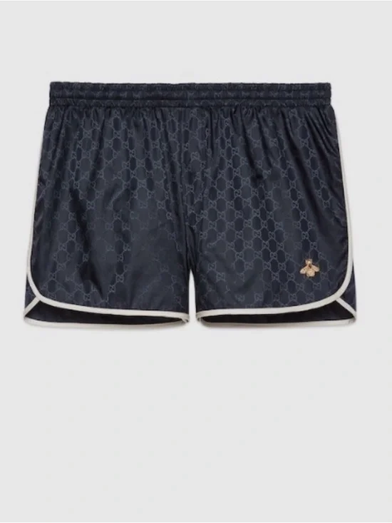 Gucci Navy GG Jacquard Athletic Shorts with Cream Piping