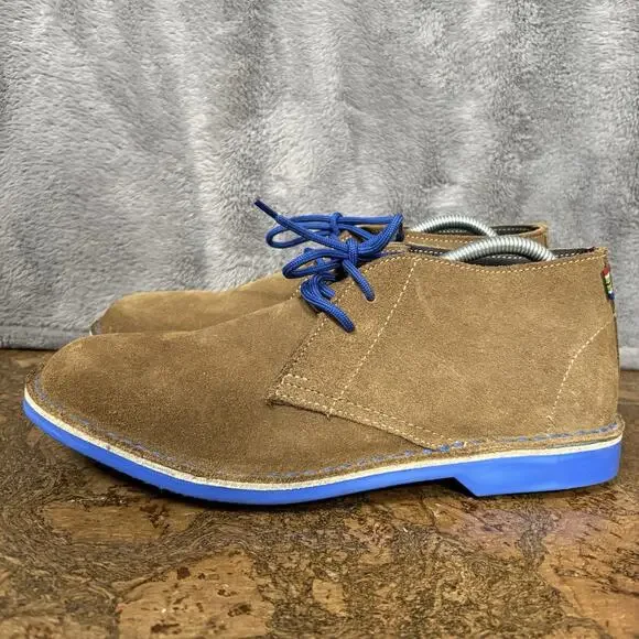 Veldskoen Chukka Boots Men's 9 Tan Suede Blue Sole South Africa Casual Desert