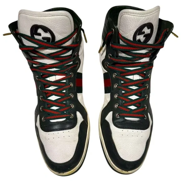 Gucci Vintage High Top Men’s Sneakers Classic Red & Green Size 10.5G