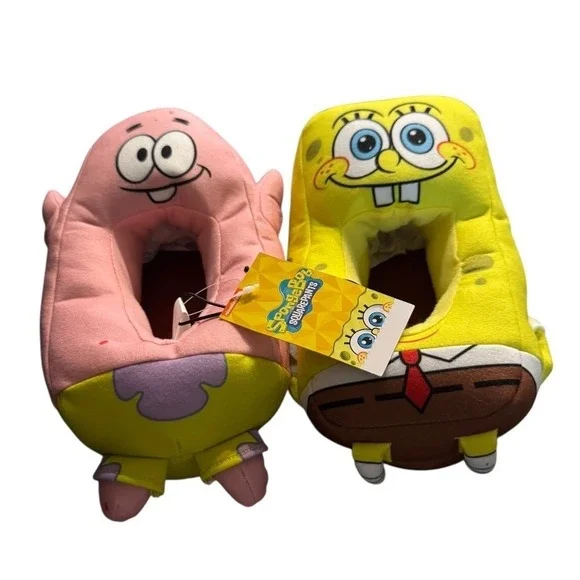 Nickelodeon Spongebob Patrick Star‎ Boys Youth Slippers Plush Cuddle Size 13-1