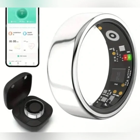 Smart Ring Health/Fitness/Sleep Monitoring & more Next Gen T429 Silver Ring Sz 7