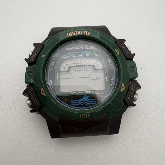 Vintage Armitron All-Sport Instalite Watch Mens Digital Black Green‎ 40/6597