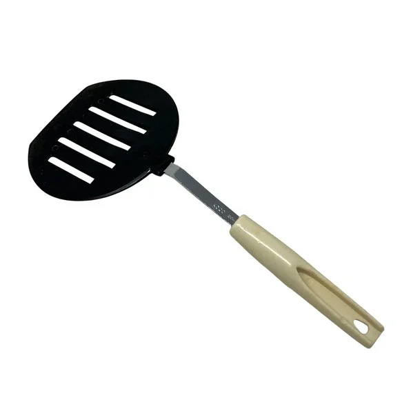 Koco Spatula Vintage Turner Flipper Slotted Black Cream Japan Kitchen Retro