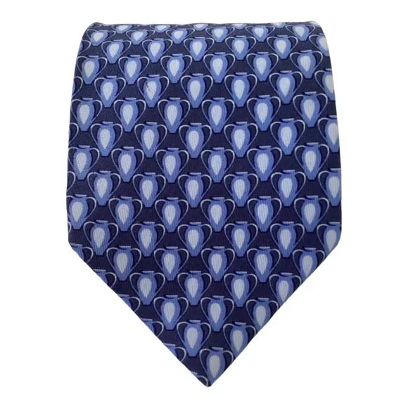 GUCCI Blue Pot Silk Tie Italy 57