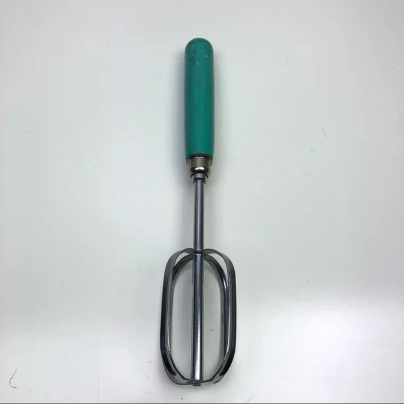 Vintage Single Beater Mixer Whisk Teal Handle