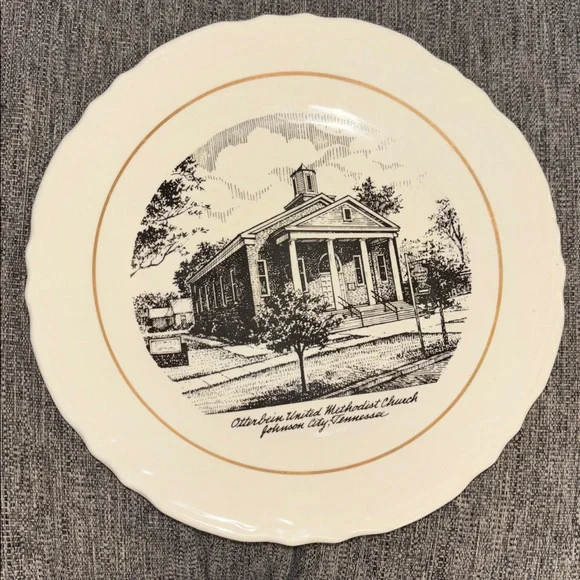 Vintage Lucile S Piper Memory Plates Decorative Plate with Church Illustration