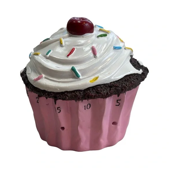 Pink Cupcake Kitchen‎ Timer - Decorative White Frosting Design