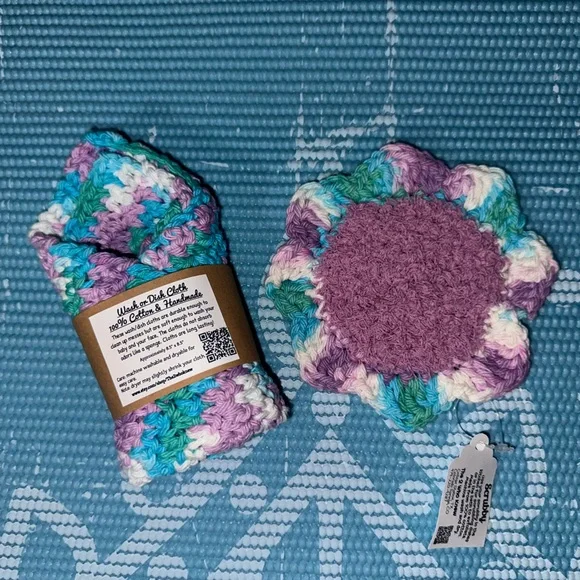 Blue and Purple Handmade Cotton Multi Use Washcloth Set