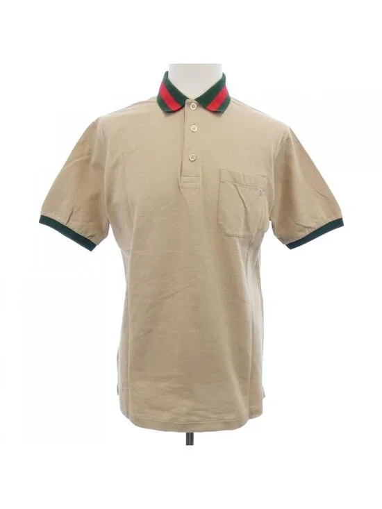 Gucci Web Striped Collar Cotton Pique Polo Shirt