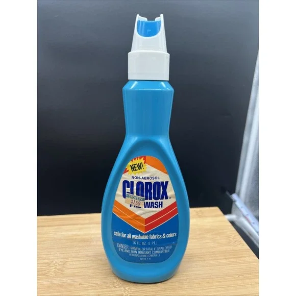 Vintage 1980 CLOROX Pre-Wash Stain Remover Discontinued 16oz 1987 3/4 FULL Prop