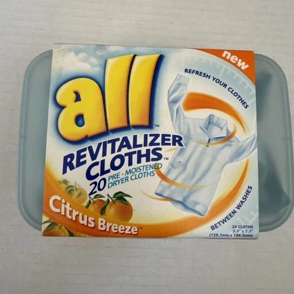 ALL Revitalizer Cloths 20 Pre-Moistened Dryer Cloths Citrus Breeze Scent