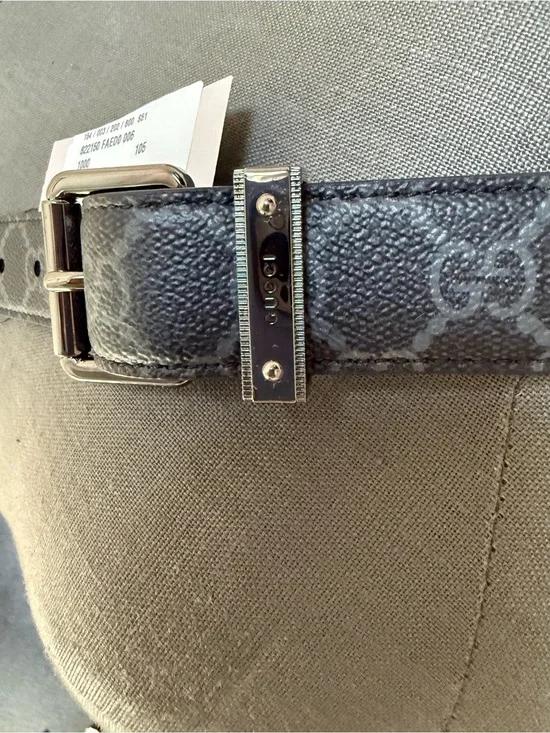 Gucci Black GG Icon/Duomo Lux Leather Belt with Silver Hardware 105
