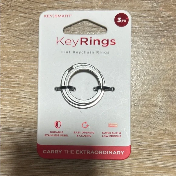 Silver Flat Keychain Rings - 3 Pack