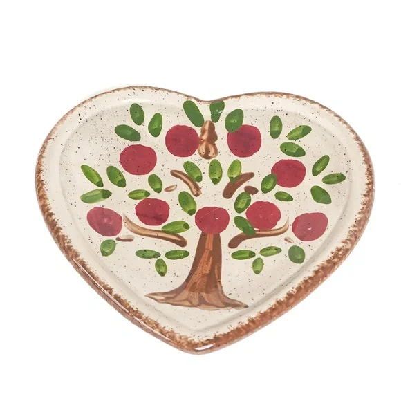 Vintage Spoon Rest Handmade Ceramic Apple Tree 1997 Fall Holiday Decor