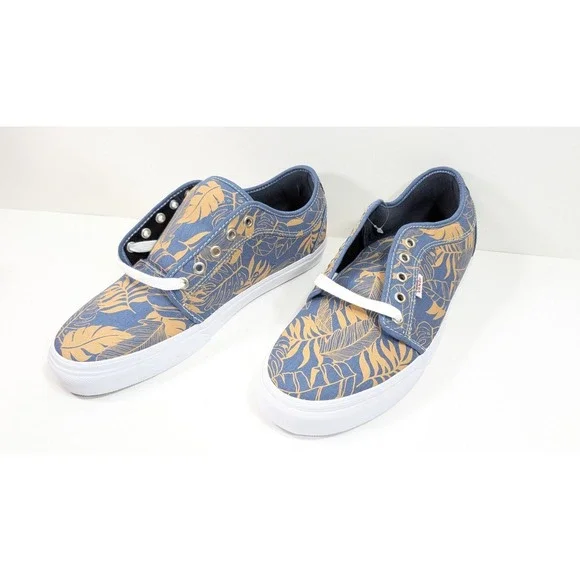 VANS Mens Chukka Low (Leaves) Blue Twill Skateboard Sneakers Shoes Size 10.5