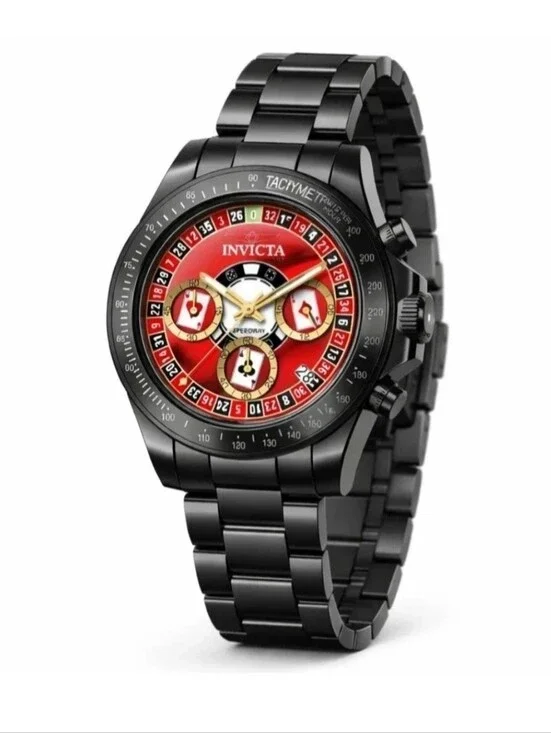 NWT 50497 Invicta Speedway Monte Carlo Dial Mens Watch Steel 39.5mm Black Case