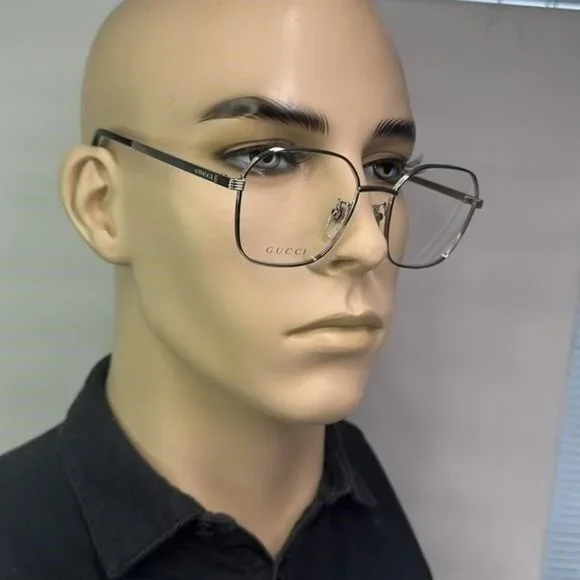 Gucci GG0946OA Square Metal Eyeglasses – Full Rim Frame for Men