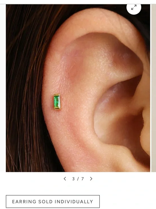 Green Rectangular Gem Earrings