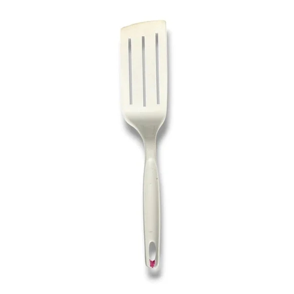 Vintage Foley Slotted Nylon Spatula Off-White Angled Kitchen Utensil USA Made