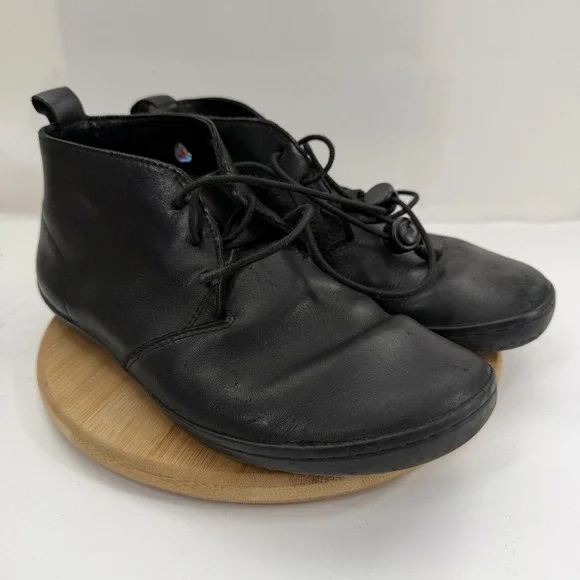 VIvobarefoot Gobi III Boots Mens Size EU40 US7 Leather Chukka Black Lace Up