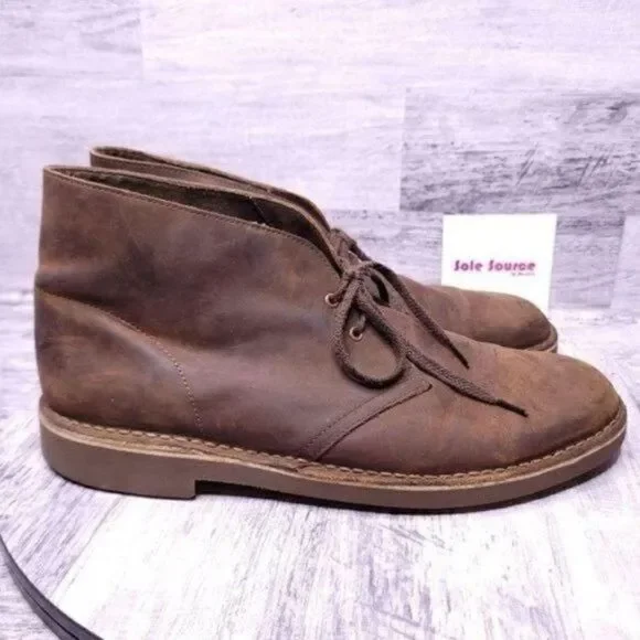 Clarks Bushacre Leather Lace Up Chukka Ankle Boot Brown Men's sz 11.5