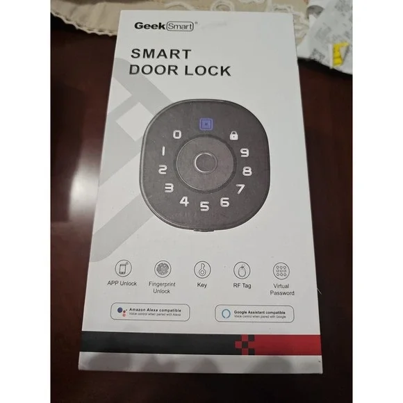 Geek F02-Fingerprint And App Control Smart Deadbolt Door Lock Black UNTESTED