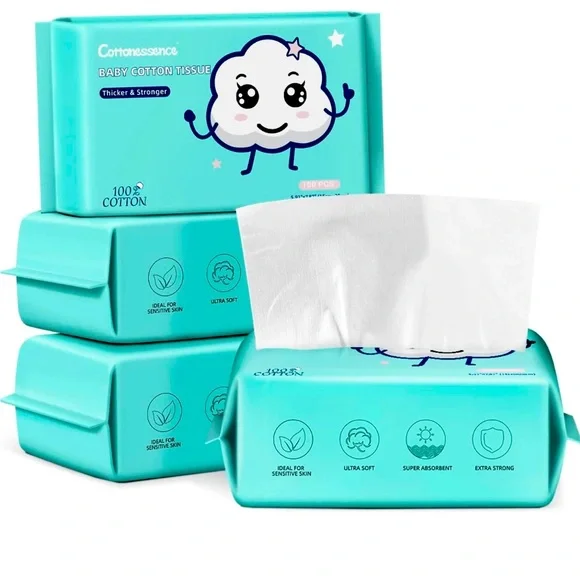 Disposable Face Towels, 100% Cotton for Dry & Wet Use 100 Count (Pack of 4)