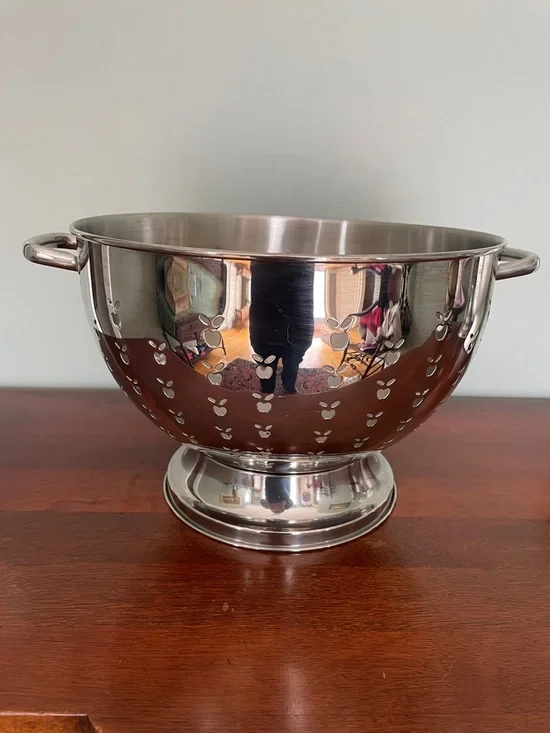 Stainless Steel Silver Colander with Handles, Large 13” Diameter, 9”tall