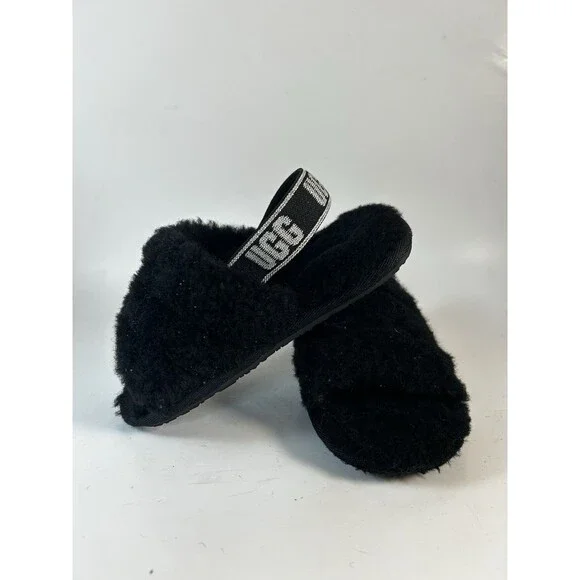 Toddler Size 10 Black Ugg Fluff Yeah Slide Sheepskin Slippers