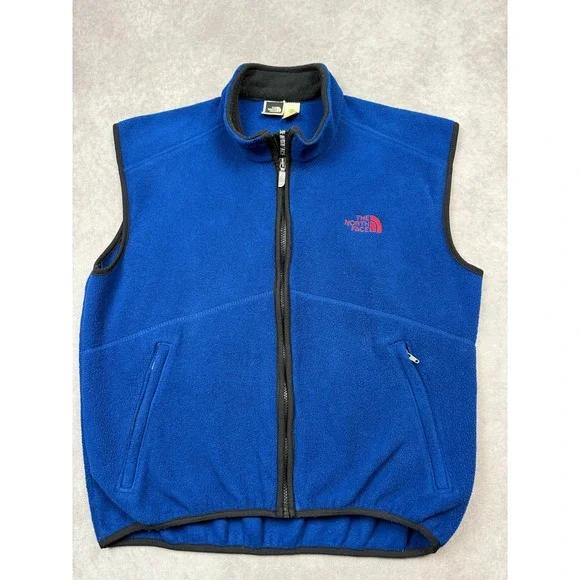 The North Face Fleece Polartec Vest‎ Royal Blue Full Zip Men M Outdoor Layer USA