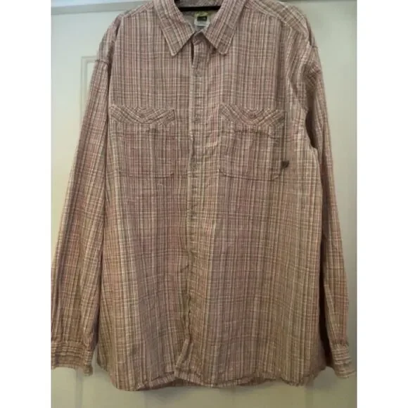 The North Face‎ Long Sleeve Button Lightweight Shirt Mens XL Red Beige Plaid