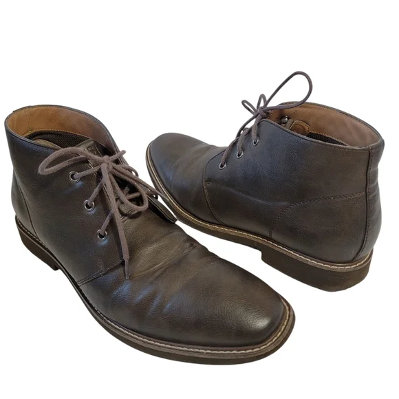 GUESS Mens Dark Brown Joey's Chukka Boots Sz 10.5 Lace-up Fall Casual Chic Vegan