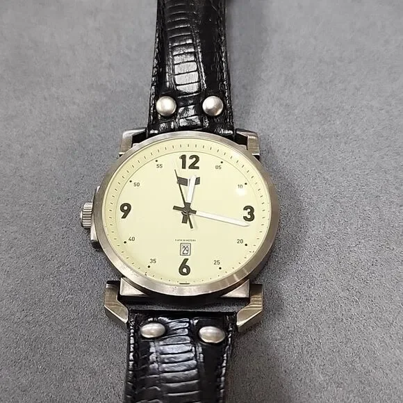 Vestal Observer Men's Black Faux Leather Wrist Watch