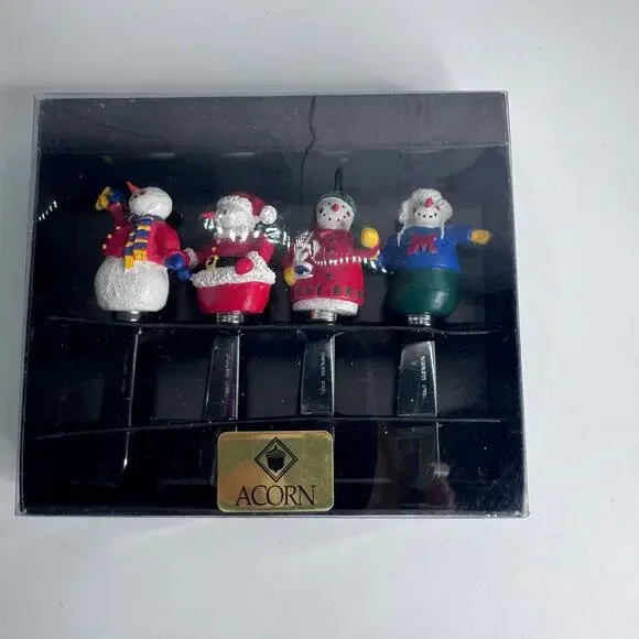 NEW Acorn Set of 4 Snowman Holiday Christmas Spreaders Dip Cheese