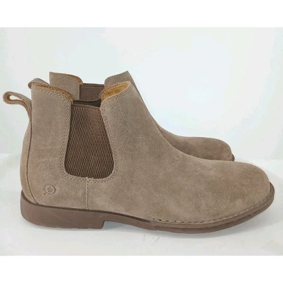 Born Mens Brown Suede Chelsea Ankle Booties Comfort Slip On Size 11.5 NEW C134