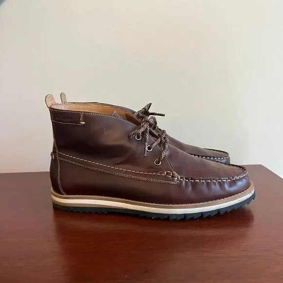Clarks Durston Mid Leather Chukka Boots Brown Beeswax Mens 10.5 M