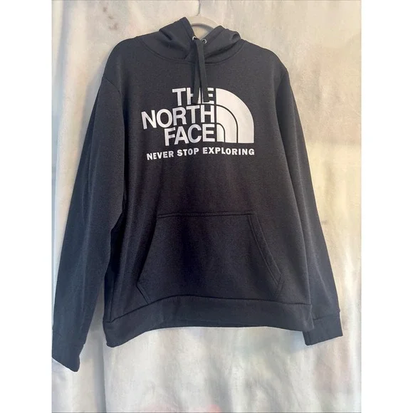 North Face Hoodie Mens Large Long‎ Sleeve Hooded Pullover Gray Pockets