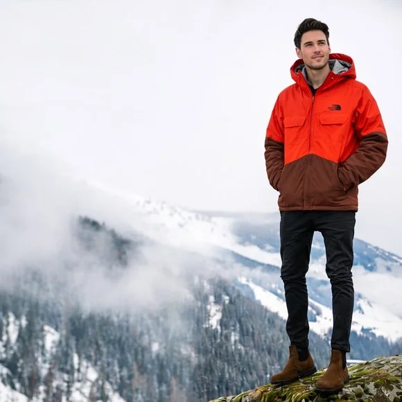 THE NORTH FACE BROGODA INSULATED HOODED JACKET LONG SLEEVE COAT ALL WEATHER
